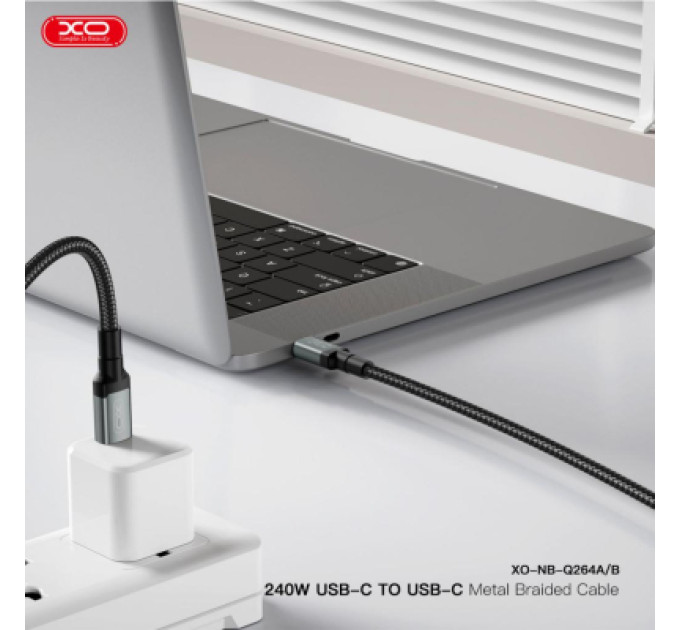 XO Дата кабель USB-C to USB-C 2.0m 240W black XO (NBQ264B_С_Black)