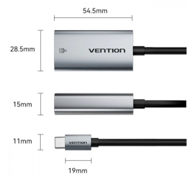 Vention Перехідник USB-C to RJ45 Ethernet 1000Mbps black VENTION (CFPHB)
