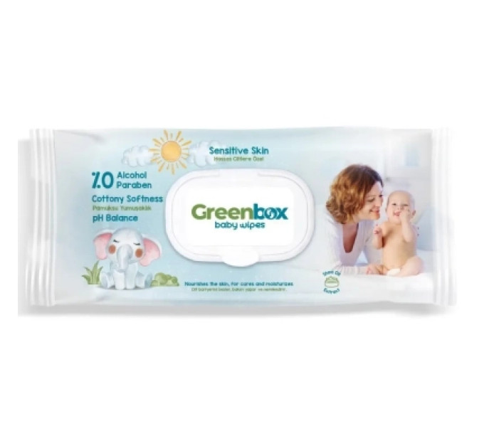 Greenbox Дитячі вологі серветки Greenbox з клапоном 120 шт (8680131208296)