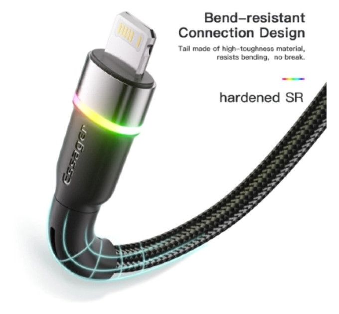 Essager Дата кабель USB 2.0 AM to Lightning 1.0m 2.4A black Essager (EXCL-XCD01)