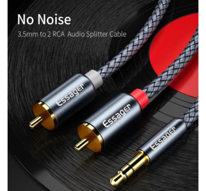 Essager Кабель мультимедійний 3.5mm M to 2xRCA M 2.0m Essager (EYPZJ-MYA0H)