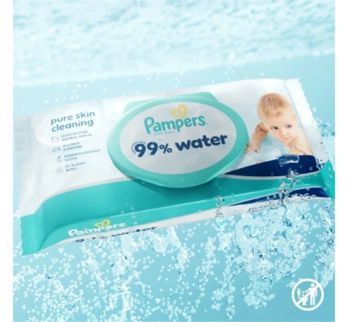 Pampers Дитячі вологі серветки Pampers 99 Water 60 шт х 18 пачок (1080 шт) (8006530116374)