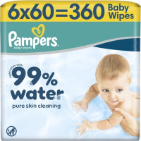 Дитячі вологі серветки Pampers 99 Water 60 шт х 6 пачок (360 шт) (8006530116596)