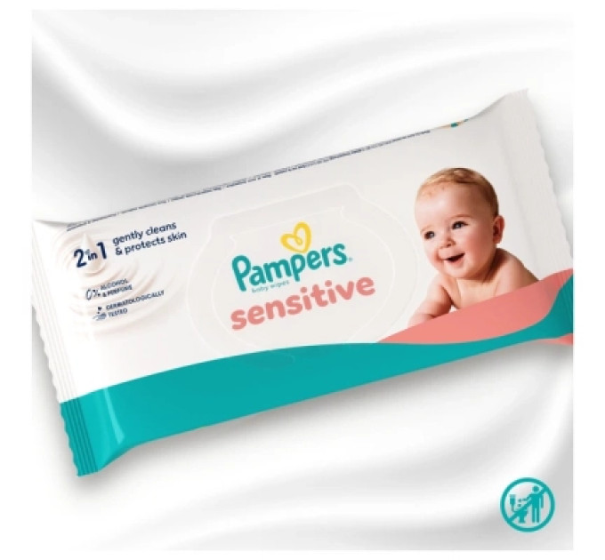 Pampers Дитячі вологі серветки Pampers Sensitive 80 шт х 12 пачок (960 шт) (8006530134668)