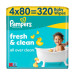 Pampers Дитячі вологі серветки Pampers Fresh Clean Baby Wipes 4 х 80 шт (320 шт) (8001841078052)