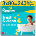 Pampers Дитячі вологі серветки Pampers Fresh Clean 3x80 шт (240 шт) (8006530134422)