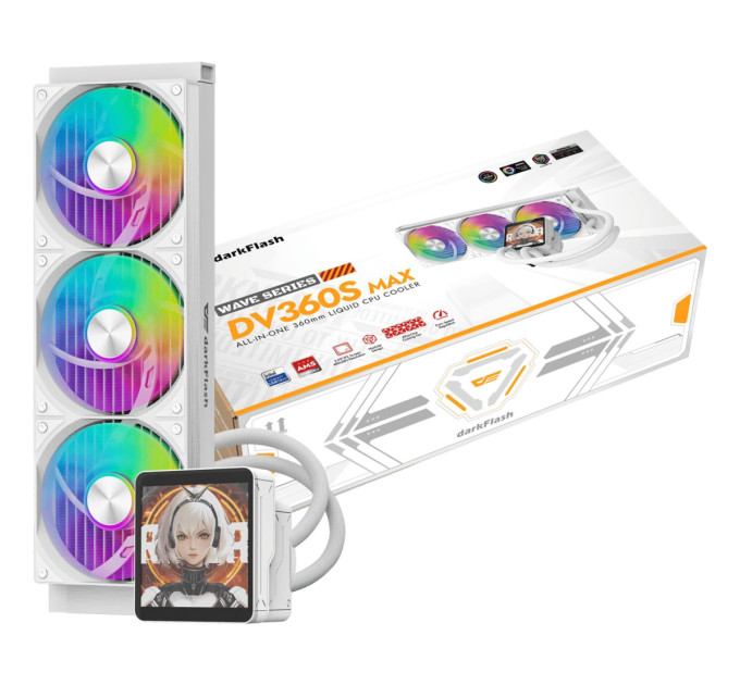 Система охолодження для комп'ютерного процесора DARK FLASH DV360S MAX, білий