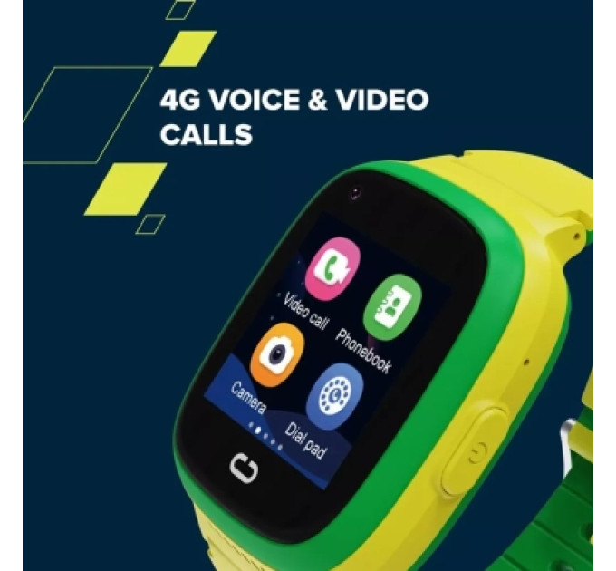Canyon Смарт-годинник Canyon Sunny KW-48 Video 4G GPS Games Music Yellow/Green (CNE-KW48YG)