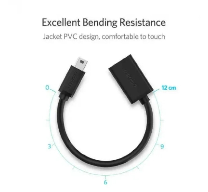 Ugreen Перехідник OTG USB 2.0 AF to Mini 5P 0.1m US249 black Ugreen (10383)