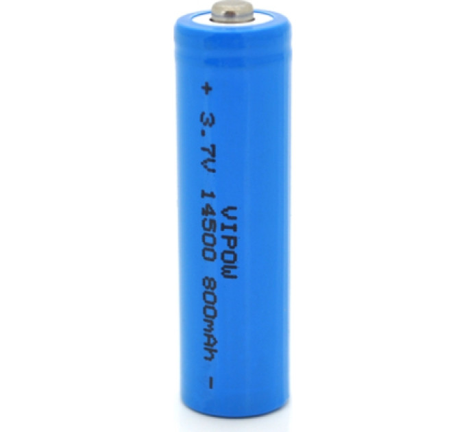 Vipow Акумулятор 14500 Li-Ion (size AA), 800mAh, 3.2V, TipTop, blue Vipow (ICR14500-800mAhTT / 25545)