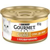 Вологий корм для кішок Purina Gourmet Gold. Соус Де-Люкс з яловичиною 85 г (7613036705134)