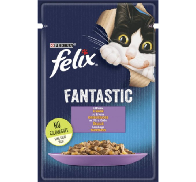 Purina Felix Вологий корм для кішок Purina Felix Fantastic з ягням у желе 85 г (7613039838969)