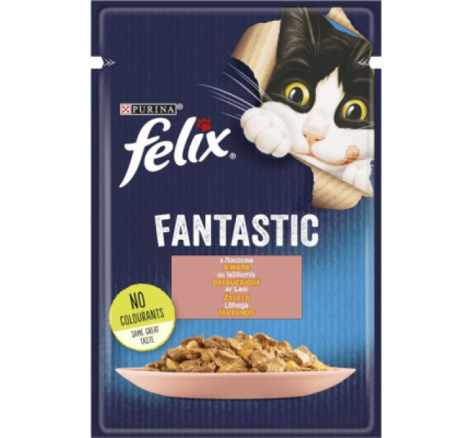Purina Felix Вологий корм для кішок Purina Felix Fantastic з лососем у желе 85 г (7613039832912)