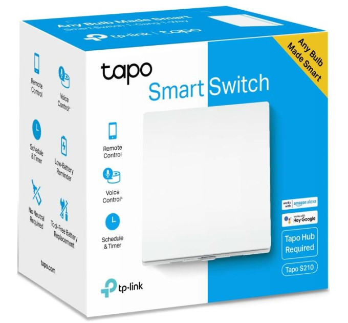TP-Link Розумний перемикач світла, 1-канальний 1-сторонній, Tapo S210 TP-LINK