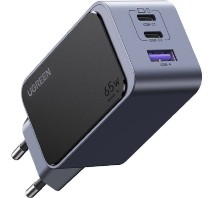 Ugreen Зарядний пристрій Ugreen 3xUSB 65W (2xUSB-C+USB-A) Gan Nexode Fast Charger Grey X553 (35042)