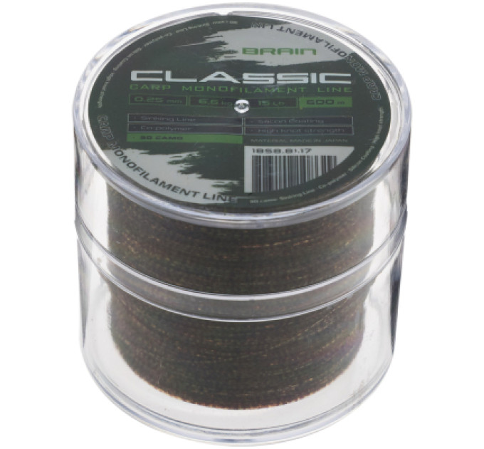 Brain Волосінь Brain Classic Carp Line 3D (camo) 600m 0.25mm 15lb 6.6kg (1858.81.17)