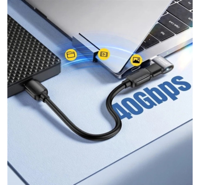 Essager Перехідник USB-C F to USB-C M USB 4.0 40Gbps 240W 90° corner Essager (EOTG7-YH0G-P)