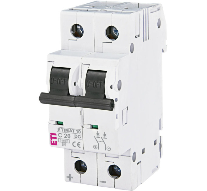 ETI Автоматичний вимикач ETI ETIMAT 10-DC 2p C 20 A (6 kA) (2138717)