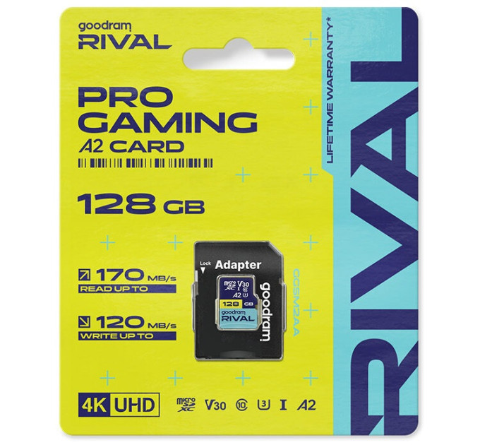 Goodram Карта пам`яті MicroSDXC 64GB UHS-I/U3 Class 10 Goodram + SD-adapter R170/W120MB/s + SD-adapter (GGSM2AA-0640R12)