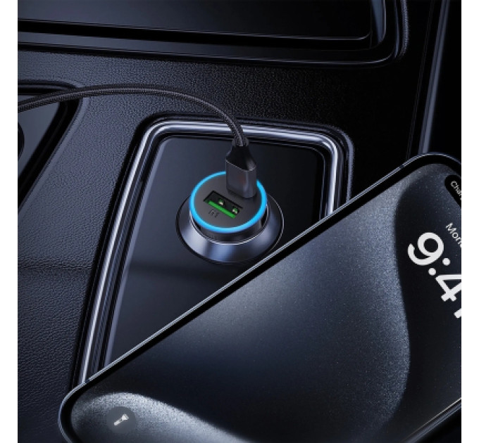 Acefast Зарядний пристрій Acefast 1xUSB-C PD65W + 1xUSB black (6974316284963)