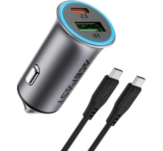 Acefast Зарядний пристрій Acefast 1xUSB-C PD95W + 1xUSB gray (6974316285304)