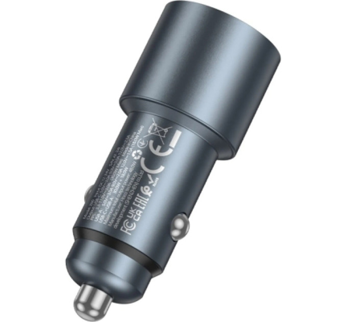HOCO Зарядний пристрій HOCO 1xUSB-C PD30W + 1xUSB QC3.0 48W car adapter Z60 gray (6942007642095)