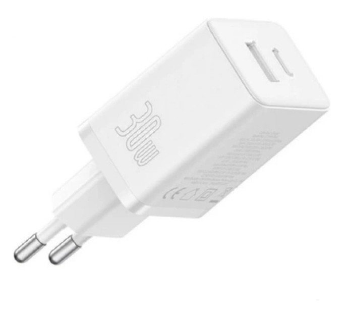 Baseus Зарядний пристрій Baseus 1xUSB-C PD30W + 1xUSB QC3.0 white (P10111404213-00)