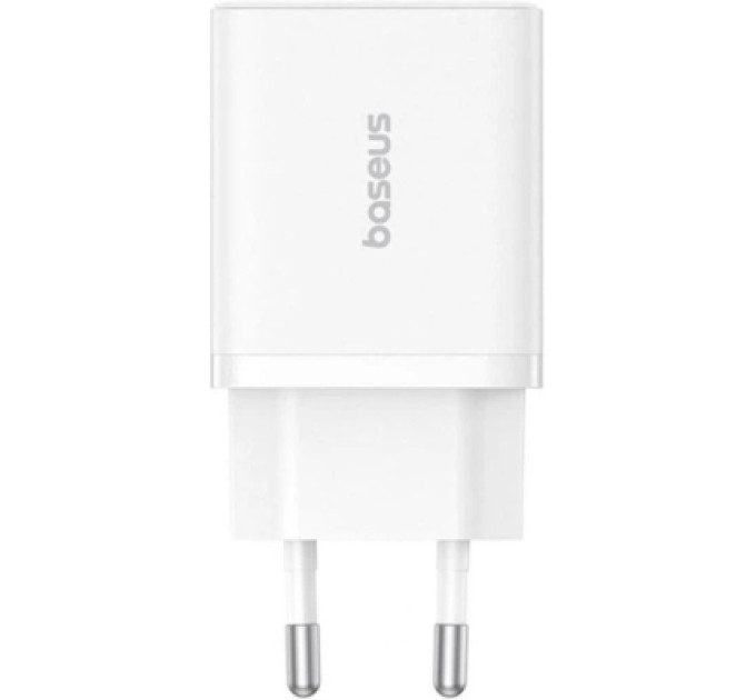 Baseus Зарядний пристрій Baseus 1xUSB-C PD30W + 1xUSB QC3.0 white (P10111404213-00)