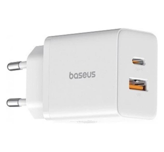 Baseus Зарядний пристрій Baseus 1xUSB-C PD30W + 1xUSB QC3.0 white (P10111404213-00)