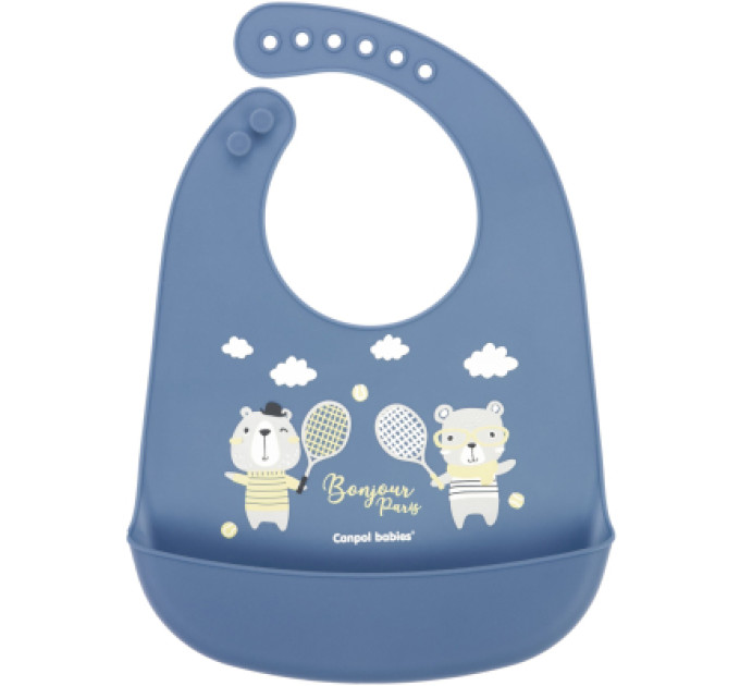 Canpol babies Слинявчик Canpol babies Bonjour Paris силіконовий з кишенькою синій (74/027_blu)