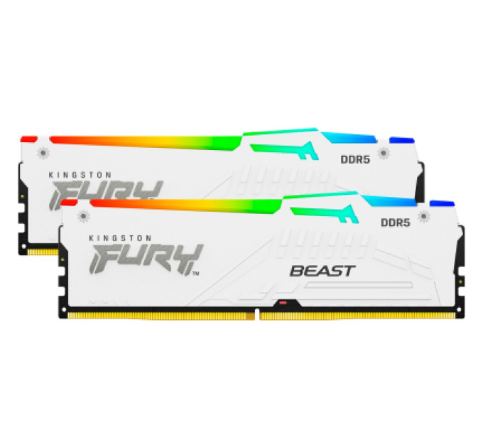 Kingston Fury (ex.HyperX) Модуль пам'яті для комп'ютера DDR5 32GB (2x16GB) 6000 MHz Beast RGB EXPO White Kingston Fury (ex.HyperX) (KF560C36BWE2AK2-32)