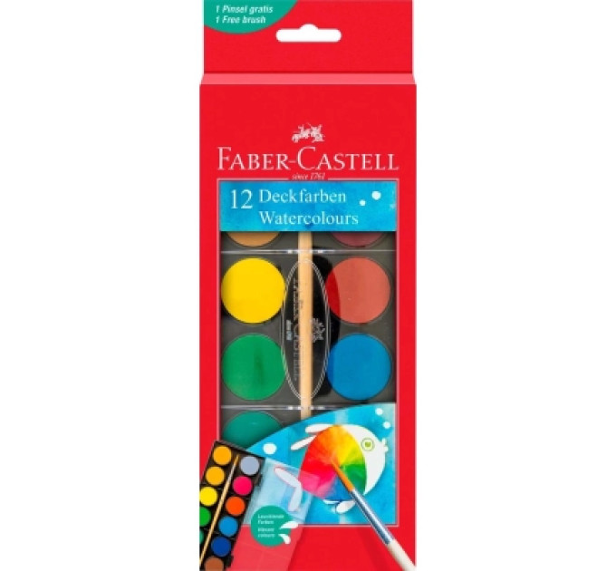 Faber-Castell Акварельні фарби Faber-Castell 2 кольорів (d 30 мм) з пензликом (125018) (32298)