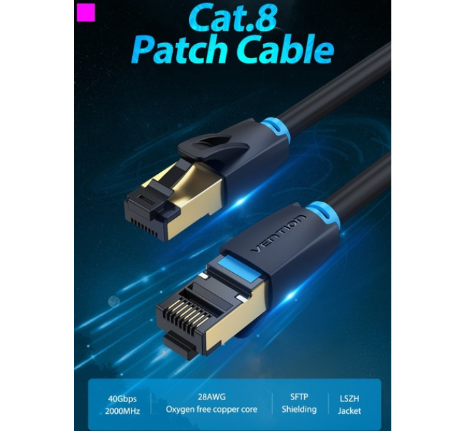 Vention Патч-корд Vention CAT 8 SFTP Ethernet, 1 m, Black (IKABF)