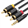 Vention Кабель Vention 3.5 мм - 3хRCA (M/M), 1.5 м, Black (VAB-R07-B150)