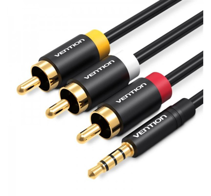 Vention Кабель Vention 3.5 мм - 3хRCA (M/M), 1.5 м, Black (VAB-R07-B150)