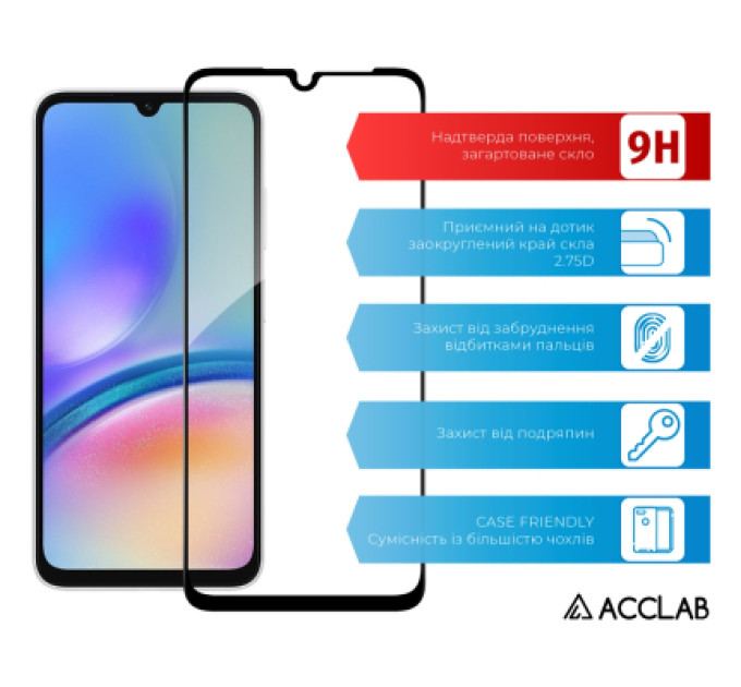ACCLAB Скло захисне ACCLAB Full Glue Samsung A05S Black (1283126581908)