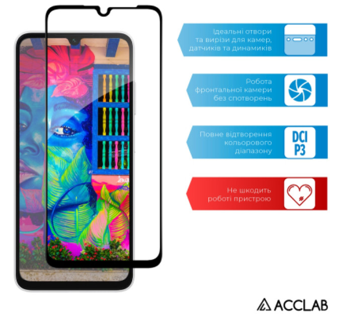 ACCLAB Скло захисне ACCLAB Full Glue Samsung A05S Black (1283126581908)