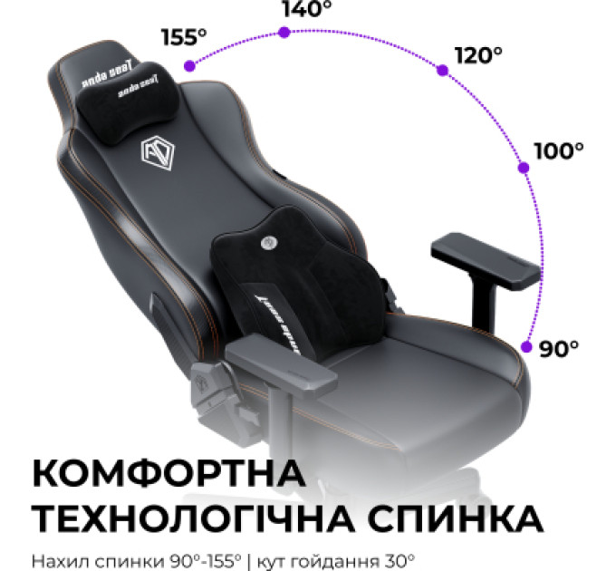 AndaSeat Крісло ігрове AndaSeat Novis Plus Fabric XL Dark Grey (AD23YC-XL-01-GB-F-G04)