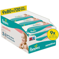 Дитячі вологі серветки Pampers Sensitive, 720 шт (8006530134750)
