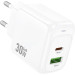 HOCO Зарядний пристрій HOCO CS55A 1xUSB-C PD30W + 1xUSB QC3.0 white (6942007631549)