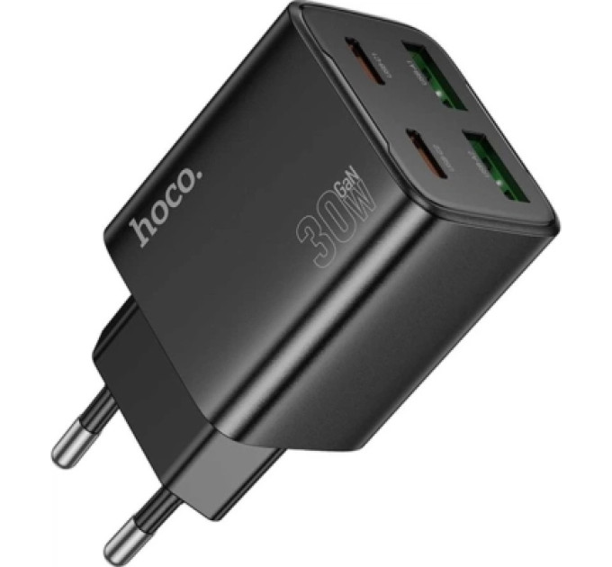 HOCO Зарядний пристрій HOCO N56 2xUSB-C PD30W + 2xUSB black (6942007632492)