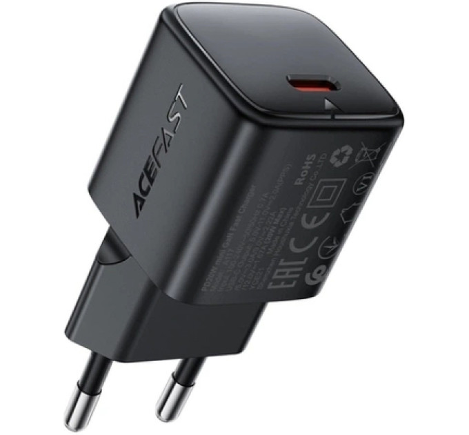 Acefast Зарядний пристрій Acefast A117 USB-C PD20W GaN black (6974316284987)