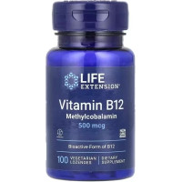Вітамінно-мінеральний комплекс Life Extension Вітамін B12, Метилкобаламін, 500 мкг, смак полуниці, Vitamin B12 (LEX-36110)