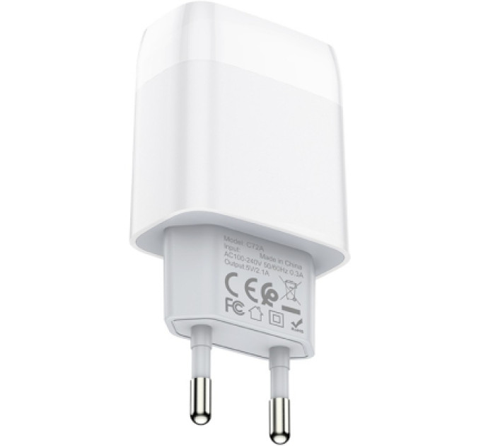 Зарядний пристрій HOCO C72A Glorious USB 10.5W White (6931474712899)