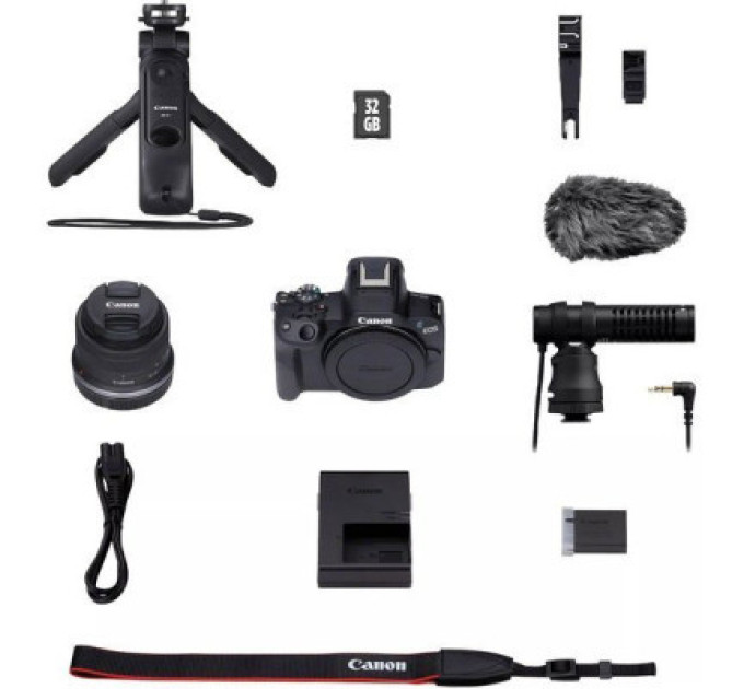 Цифровий фотоапарат Canon EOS R50 + RF-S 18-45 IS STM Black Creator Kit (5811C036)
