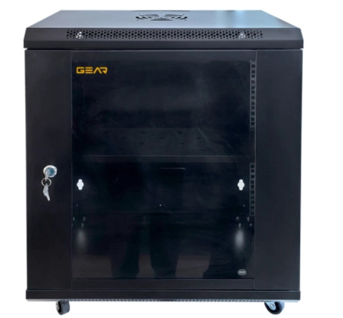 Шафа настінна GEAR 15U 19" 600x600x750 мм, + полка 19", black (GWMSN-15U-600-600)