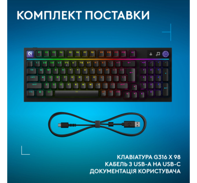 Клавіатура Logitech G316 X TKL USB UA Black (920-014205)