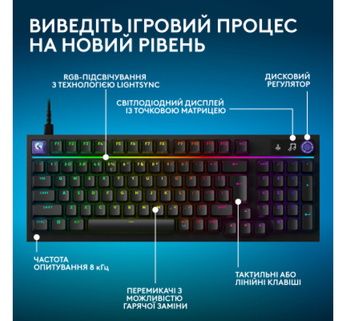 Logitech Клавіатура Logitech G316 X TKL USB UA Black (920-014205)