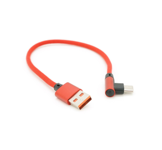 Voltronic Дата кабель USB 2.0 AM to USB-C 0.25m QC3.0 PD 90° corner braided red Voltronic (YT-USB-TypeC-2.0m/R)