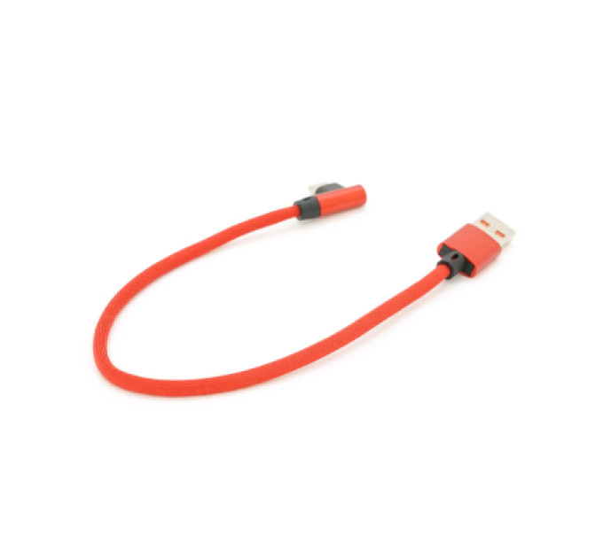 Дата кабель USB 2.0 AM to USB-C 0.25m QC3.0 PD 90° corner braided red Voltronic (YT-USB-TypeC-2.0m/R)